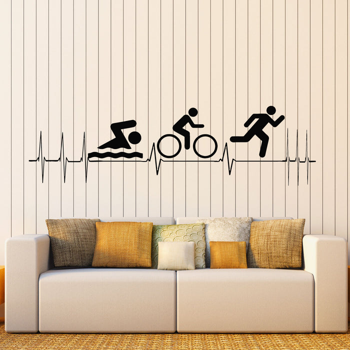 Vinyl Wall Decal Triathlon Triangle Swim Cycle Run Cardio Stickers Mural (g8057)