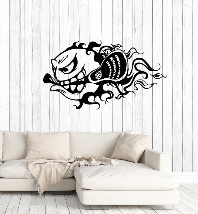 Vinyl Wall Decal Lacrosse Fireball Game Room Team Sport Stickers Mural (g4006)