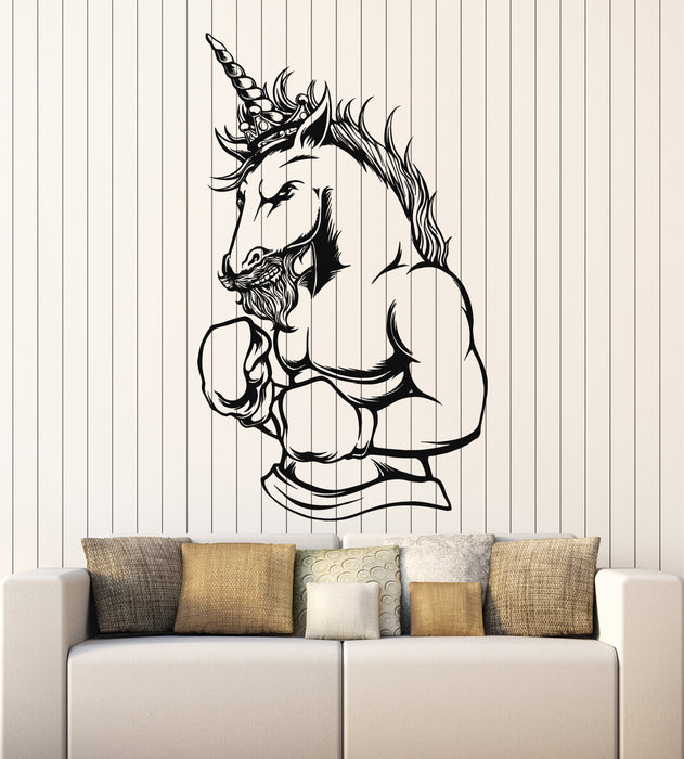 Vinyl Wall Decal Myth Unicorn Fantasy Art Sport Club Boxing Gym Stickers Mural (g4879)