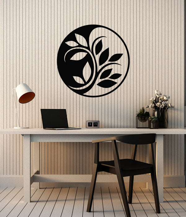 Vinyl Wall Decal Natural Plant Yin Yang Circle Sprout Zen Yoga Stickers Mural (g4585)