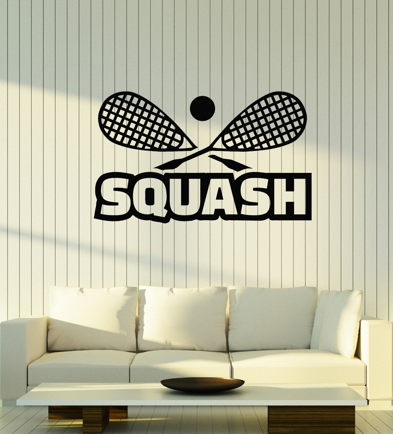 Fun Sticker Racquet Vinyl Wall Decal Squash Club Racquets Ball Sport Game Stickers Mural ...