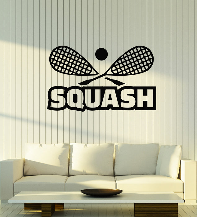 Vinyl Wall Decal Squash Club Racquets Ball Sport Game Stickers Mural (g2109)