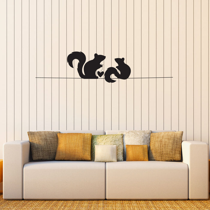 Squirrels Vinyl Decal Wall Heart Animal Couple Romantic Decor Stickers Mural (k350)