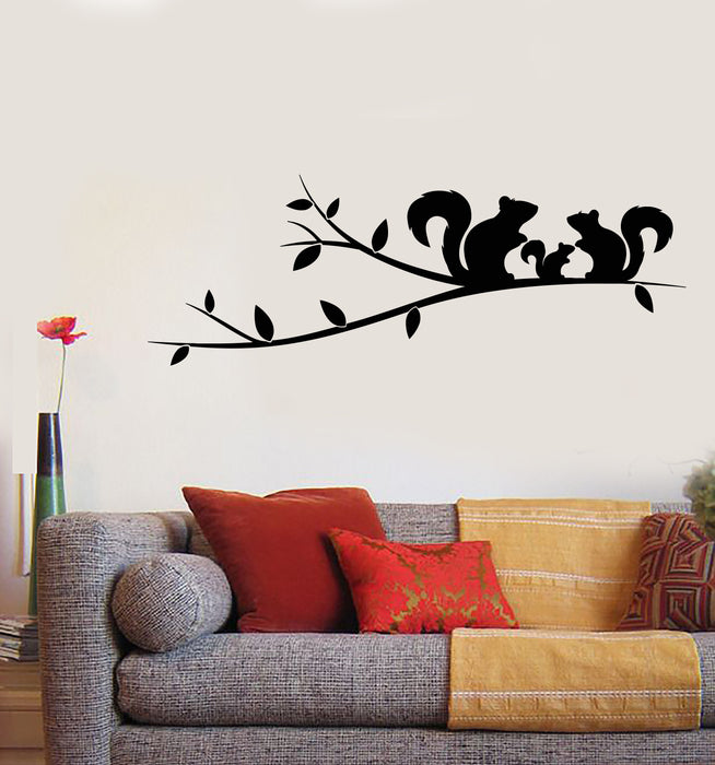 Vinyl Wall Decal Tree Branch Squirrel Family Love Bedroom Interior Stickers Mural (g5124)