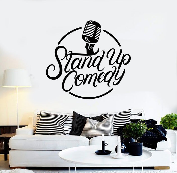 Vinyl Wall Decal Words Stand Up Comedy Microphone Concert Stickers Mural (g1734)