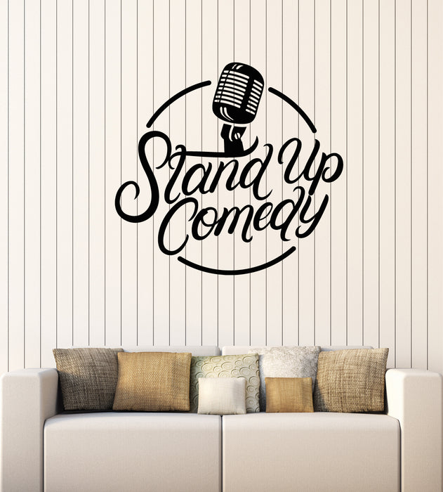 Vinyl Wall Decal Words Stand Up Comedy Microphone Concert Stickers Mural (g1734)