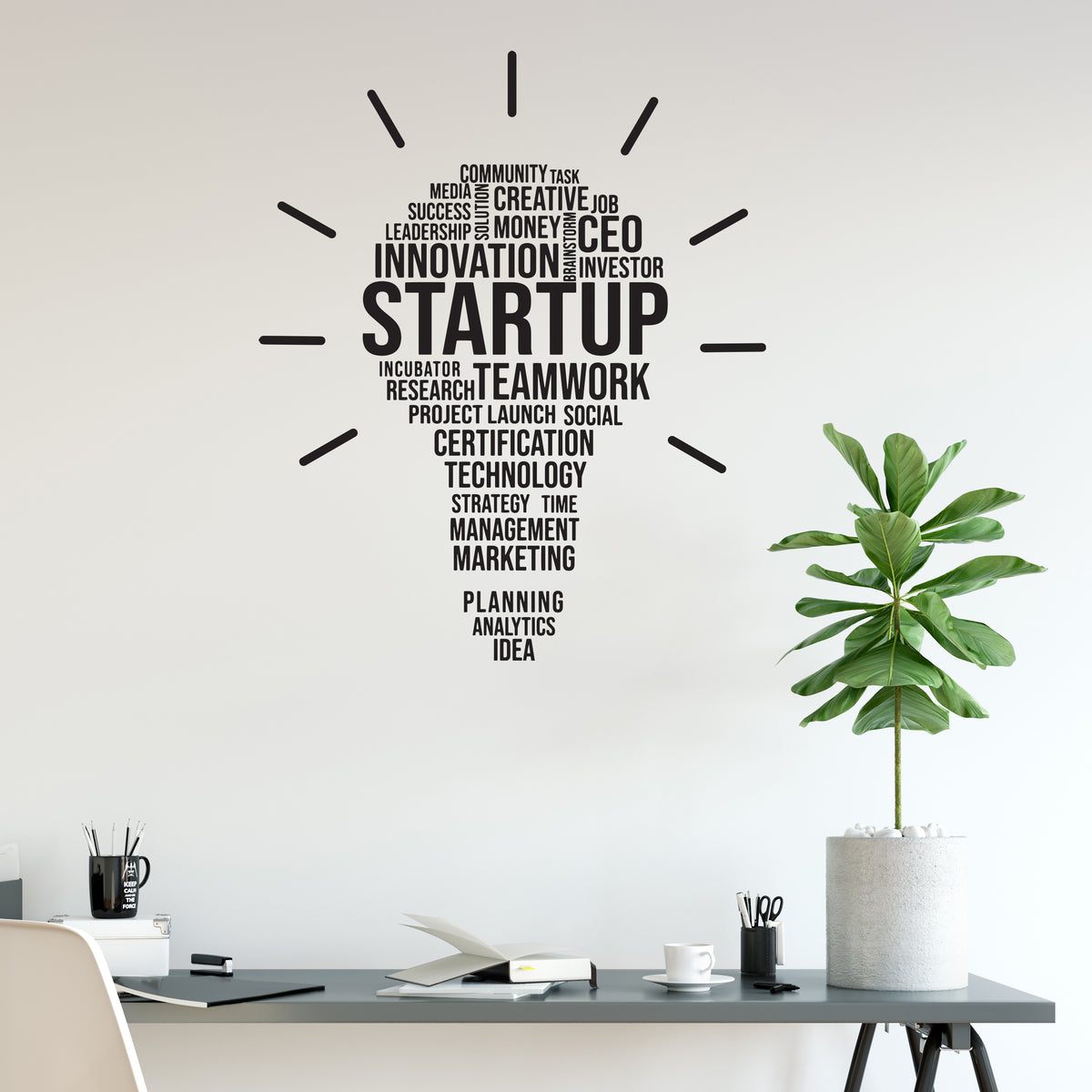 Vinyl Wall Decal Startup Lightbulb Idea Teamwork Team Work Business Of ...