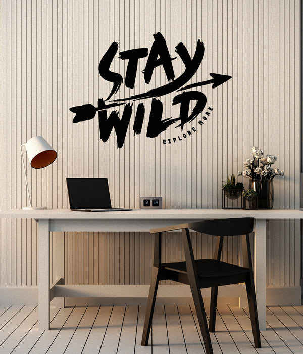 Vinyl Wall Decal Stay Wild Explore More Motivation Phrase Stickers Mural (g4128)