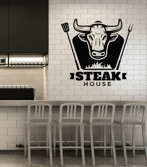 Vinyl Wall Decal Signboard Steak House Fresh Meat Beef BBQ Grill Bar Stickers Mural (g1654)