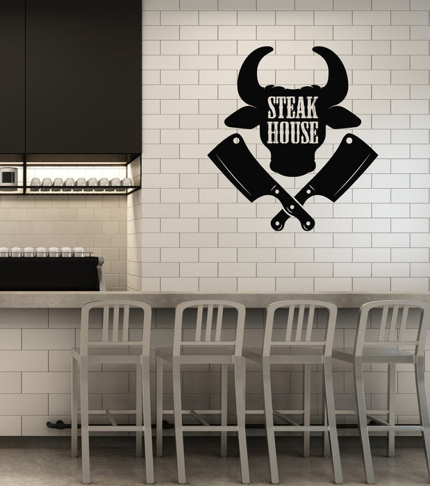 Vinyl Wall Decal Steak House BBQ Barbecue Grill Restaurant Interior Stickers Mural (ig5878)