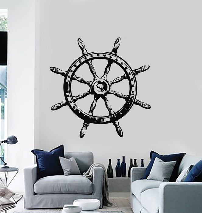 Vinyl Wall Decal Ocean Sea Style Steering Wheel Ship Anchor Stickers Mural (g752)
