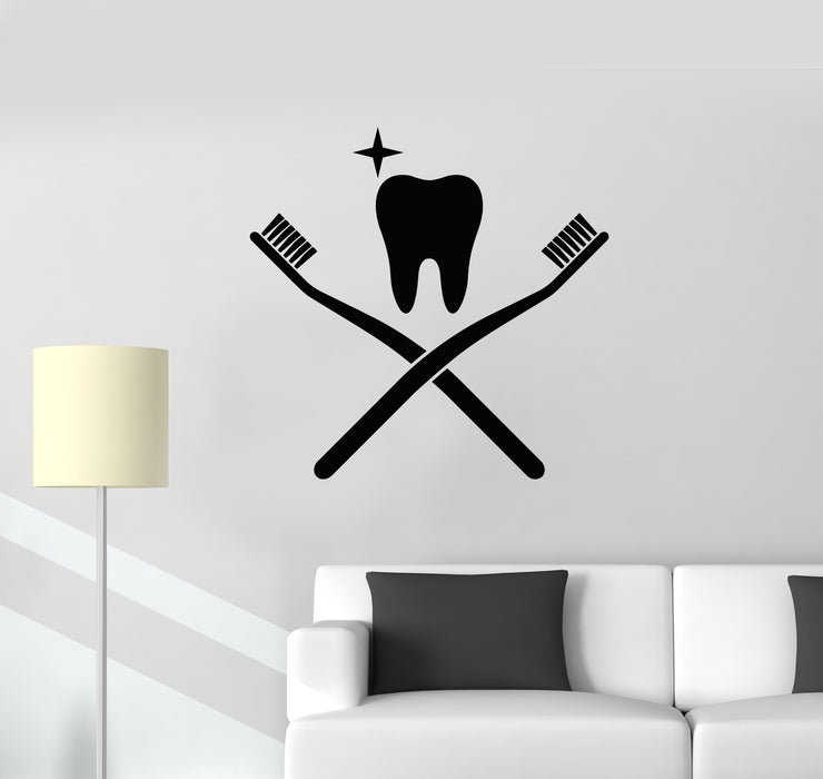 Vinyl Wall Decal Tooth Toothbrushes Stomatology Service Dental Care Stickers Mural (g419)