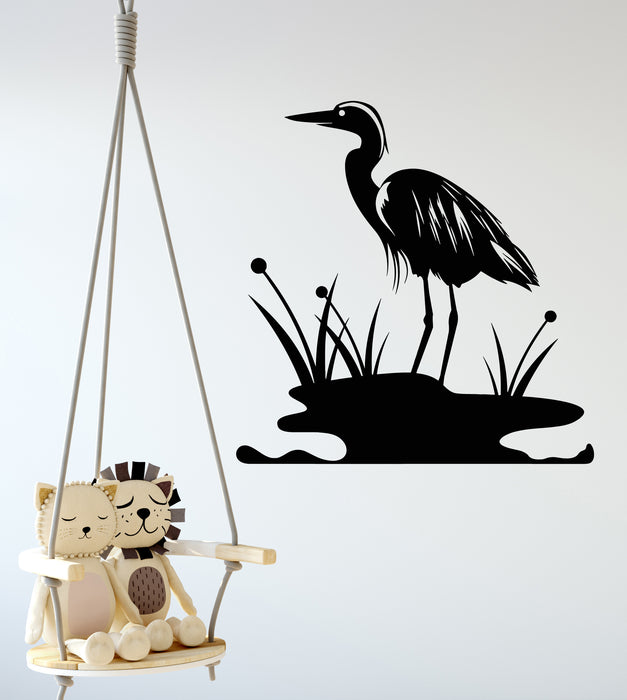 Vinyl Wall Decal Heron Bird Stork Nursery Stork Nature Interior Stickers Mural (g6742)