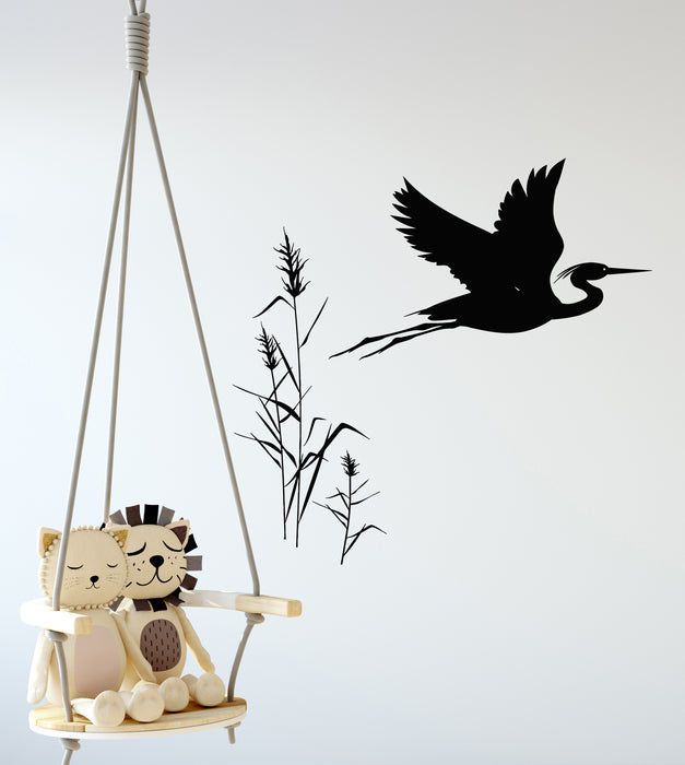Vinyl Wall Decal Nursery Decor Flying Stork Bird Oriental Japanese Art Stickers Mural (g7257)