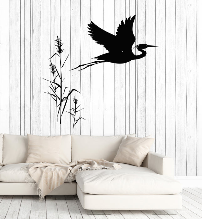 Vinyl Wall Decal Nursery Decor Flying Stork Bird Oriental Japanese Art Stickers Mural (g7257)