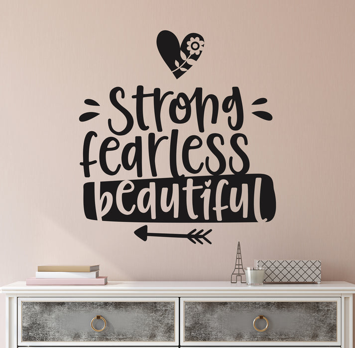 Vinyl Wall Decal Strong Fearless Beautiful Woman Girl Room Female Decor Stickers Mural (ig6479)