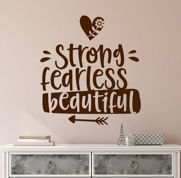 Vinyl Wall Decal Strong Fearless Beautiful Woman Girl Room Female Decor Stickers Mural (ig6479)