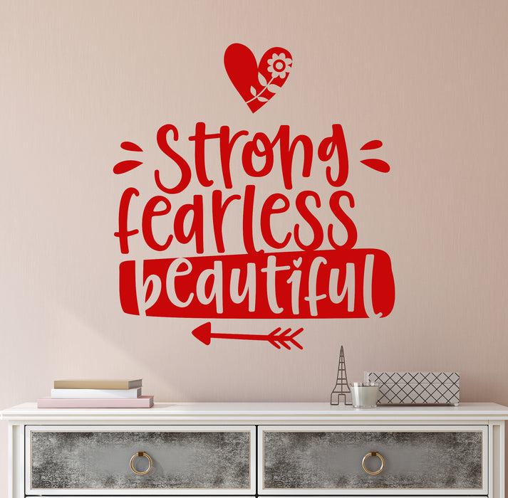 Vinyl Wall Decal Strong Fearless Beautiful Woman Girl Room Female Decor Stickers Mural (ig6479)