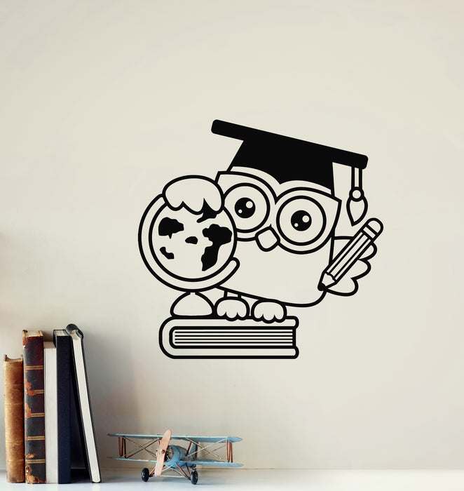 Vinyl Wall Decal Back School Scientific Owl Classroom Book Study Stickers Mural (g7711)