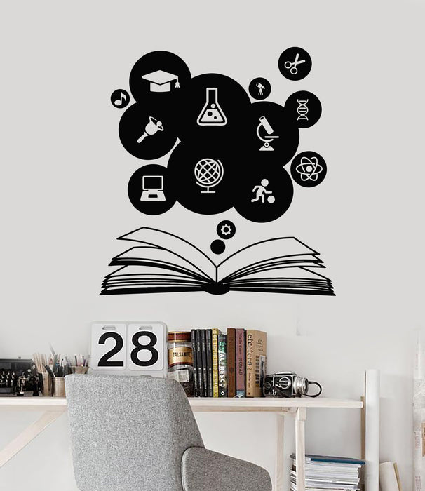 Vinyl Wall Decal Education Science Open Book Study School Classroom Stickers Mural (g2927)