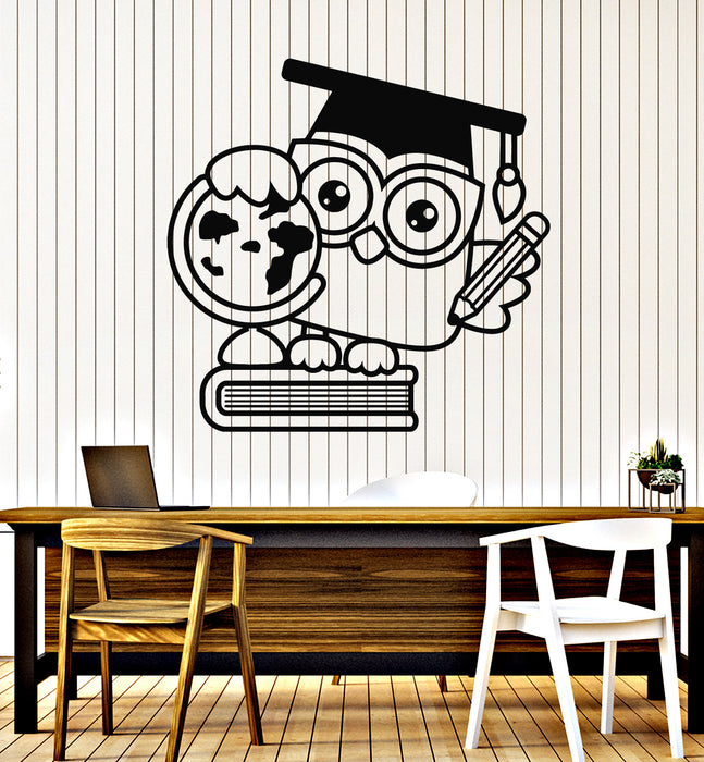Vinyl Wall Decal Back School Scientific Owl Classroom Book Study Stickers Mural (g7711)