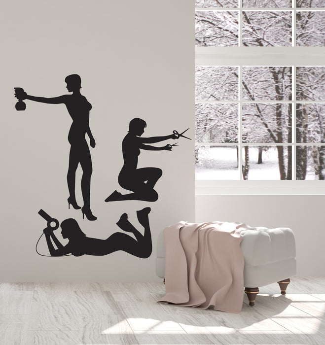 Vinyl Wall Decal Beauty Salon Hair Spa Woman Stylist Salon Barbershop Stickers Mural (g162)