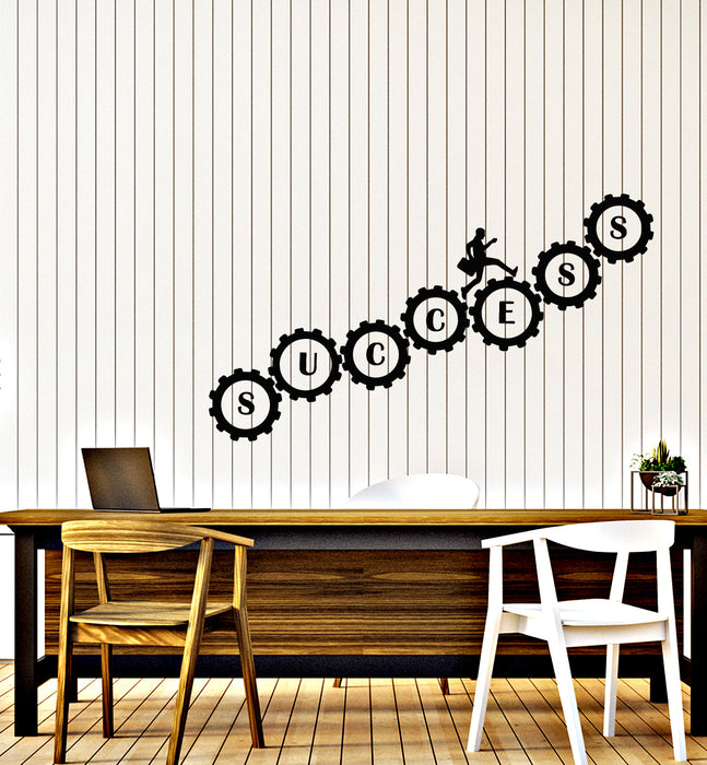 Vinyl Wall Decal Success Gears Office Man Job Inspirational Team Business Stickers Mural (g2126)