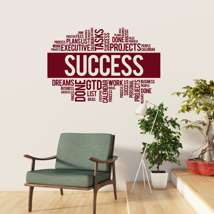 Success Vinyl Wall Decal Motivational Office Words Letters Business Study Work Stickers Mural (ig6464)