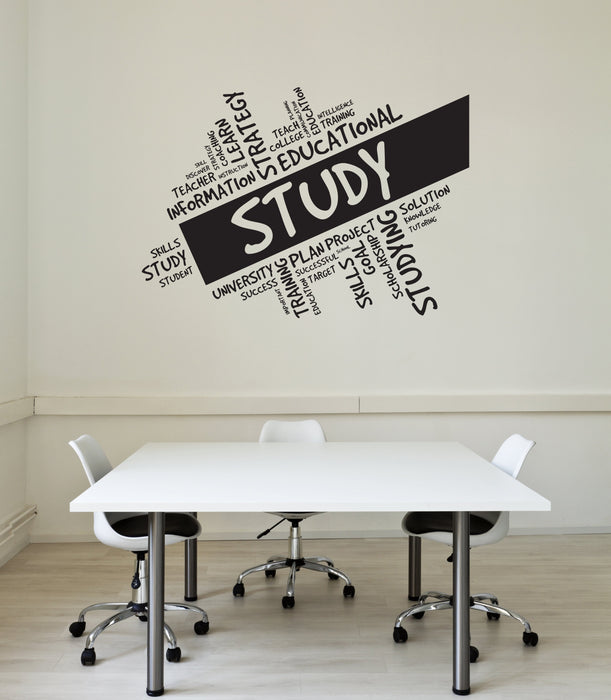 Vinyl Wall Decal Study Words Cloud Education University School Interior Stickers Mural (ig5780)