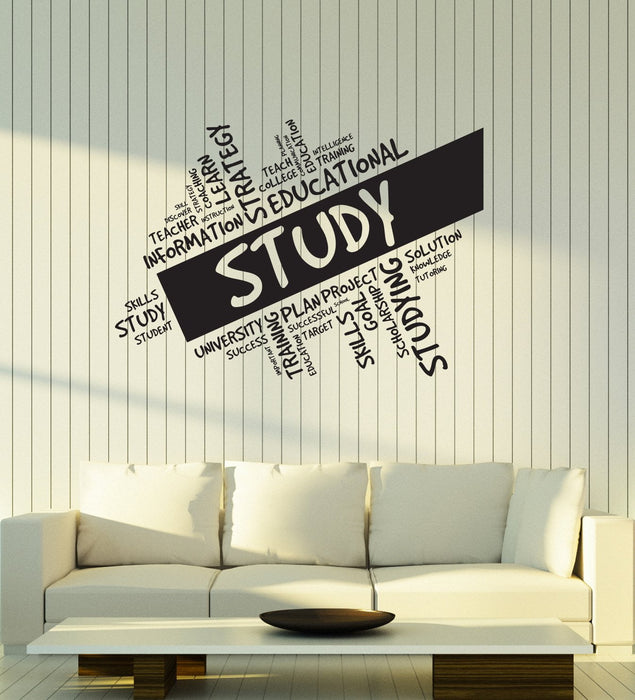 Vinyl Wall Decal Study Words Cloud Education University School Interior Stickers Mural (ig5780)