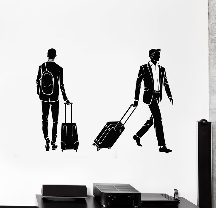 Vinyl Wall Decal Suitcase Traveler Travel Tourism Airport Stickers Mural (g6237)