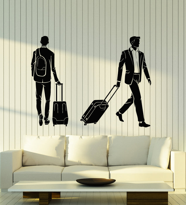 Vinyl Wall Decal Suitcase Traveler Travel Tourism Airport Stickers Mural (g6237)