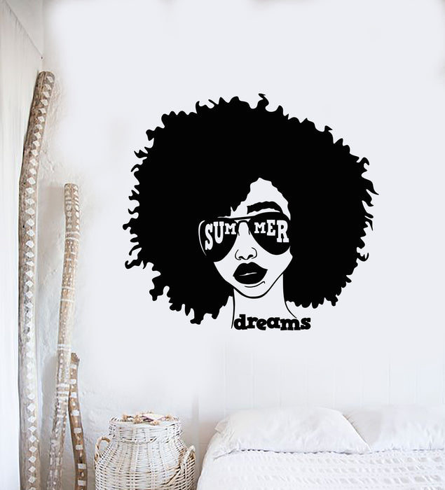 Vinyl Wall Decal Summer Beach Girl With Glasses Fashion Stickers Mural (g3381)
