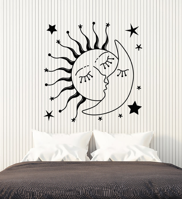 Vinyl Wall Decal Sun Kissing Moon Stars Romantic Bedroom Stickers Mural (g2632)