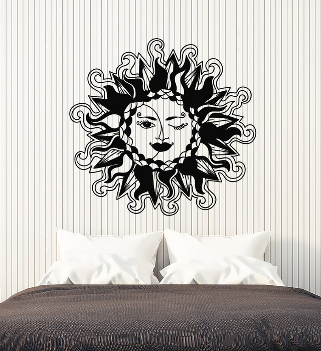 Vinyl Wall Decal Crescent Moon Face Sun Day Night Bedroom Decor Stickers Mural (g1126)