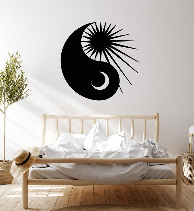 Vinyl Wall Decal Day Night Yin Yang Symbol Sun Moon Bedroom Stickers Mural (g4781)