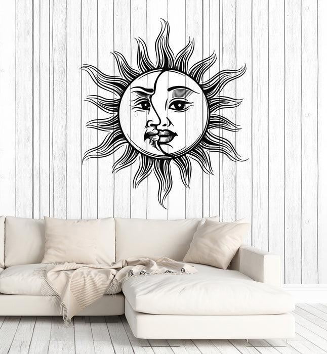 Vinyl Wall Decal Ornament Sun Face Moon Bedroom Interior Stickers Mural (g5002)