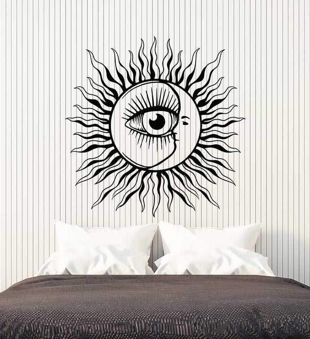 Vinyl Wall Decal Bedroom Abstract Sun Moon Face Eye Day Night Stickers Mural (g5824)