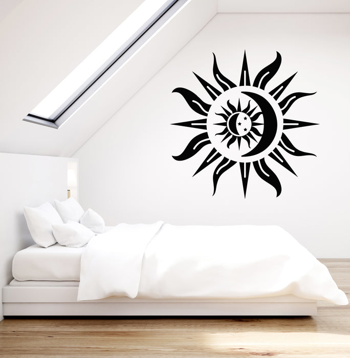 Vinyl Wall Decal Sun Crescent Moon Bedroom Art Day Night Stickers Mural (g5095)