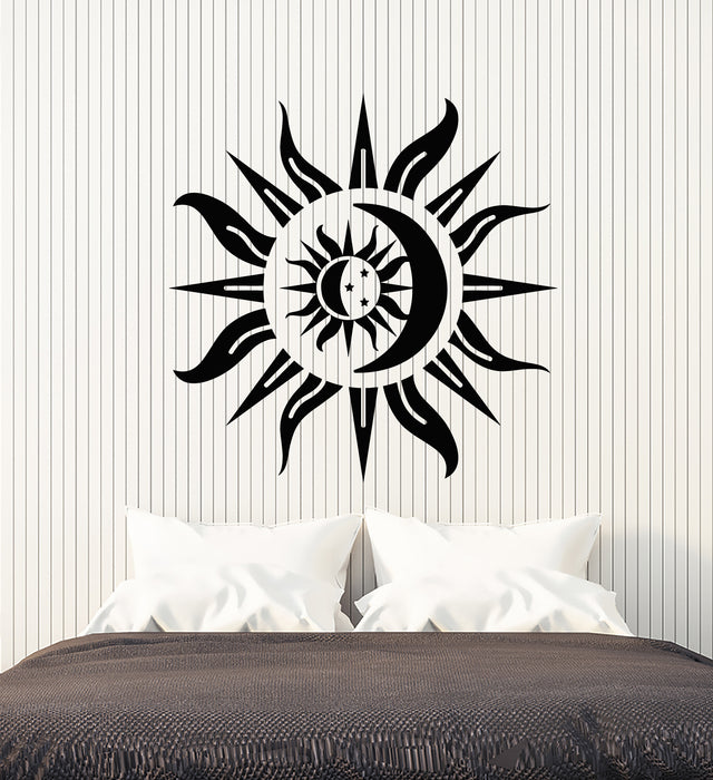 Vinyl Wall Decal Sun Crescent Moon Bedroom Art Day Night Stickers Mural (g5095)