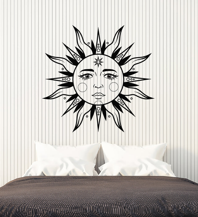 Vinyl Wall Decal Star Sun Face Ethnic Decor Bedroom Interior Stickers Mural (g7234)
