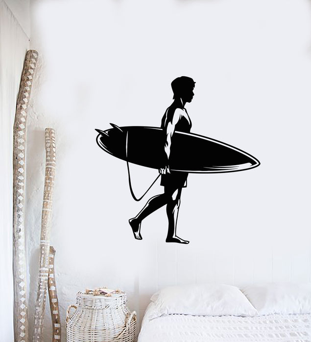 Vinyl Wall Decal Surfer Silhouette Surfing Board Extreme Sport Beach Idea Stickers Mural (g1503)