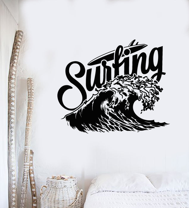 Vinyl Wall Decal Waves Surf Surfing Water Sports Surfboard Stickers Mural (g6013)