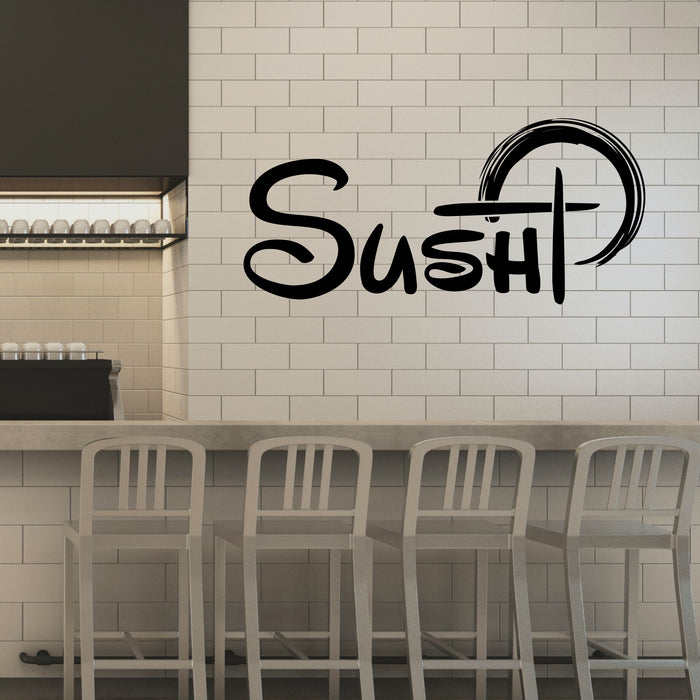 Sushi Vinyl Wall Decal Lettering Asia Cafe Cuisine Food Japan Chopsticks Stickers Mural (k253)