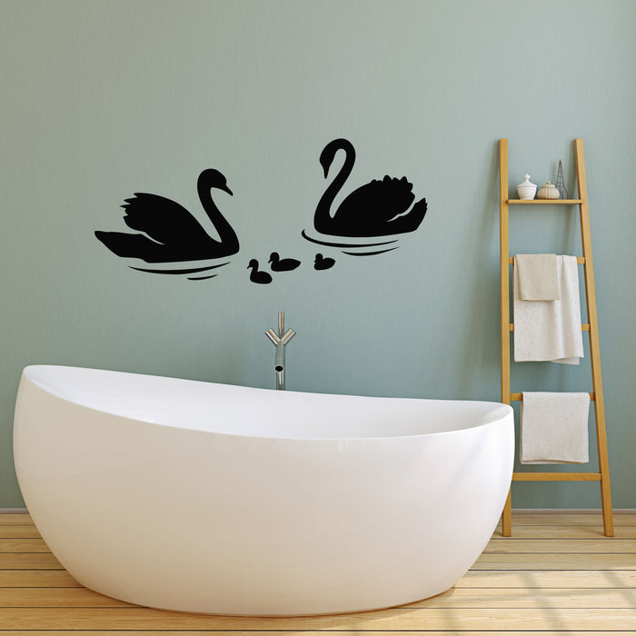 Vinyl Wall Decal Couple Swans Birds Bathroom Decor Stickers Mural (g1807)