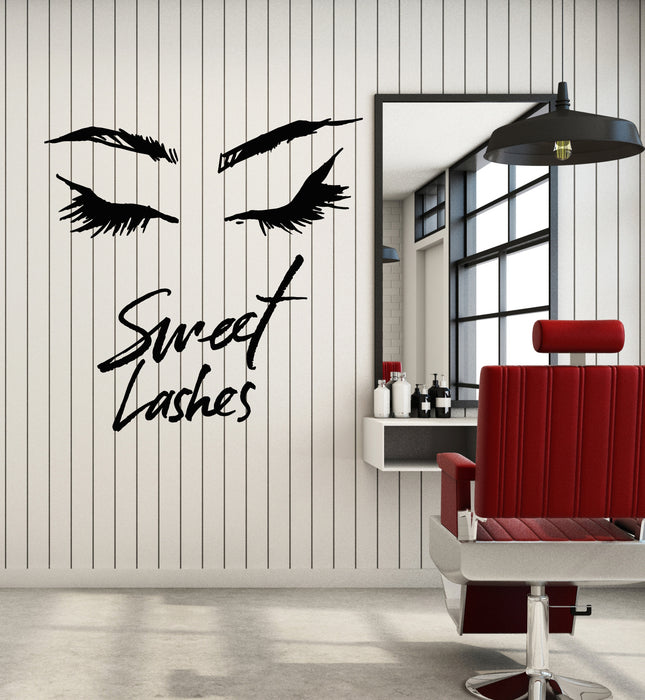Виниловые наклейки на стену сладкие ресницы красивые глаза наклейки для салона красоты фреска (g2471)