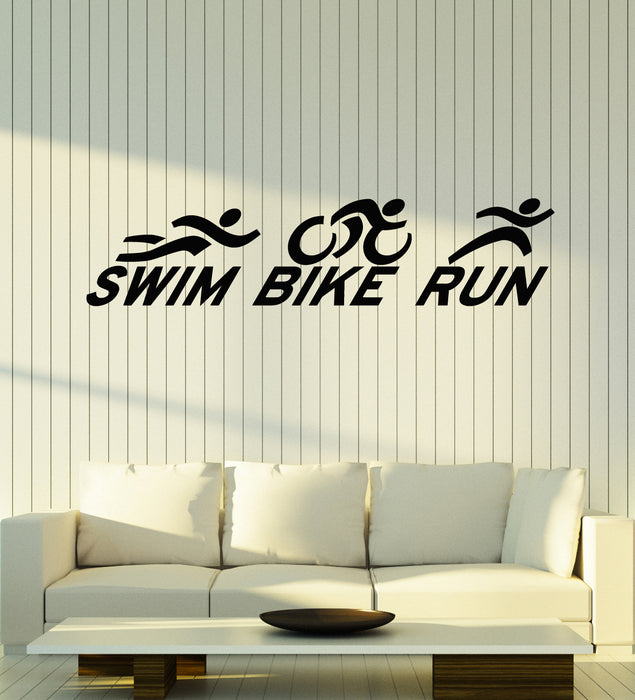 Vinyl Wall Decal Triathlon Swim Bike Run Olympic Sports Stickers Mural (g2273)