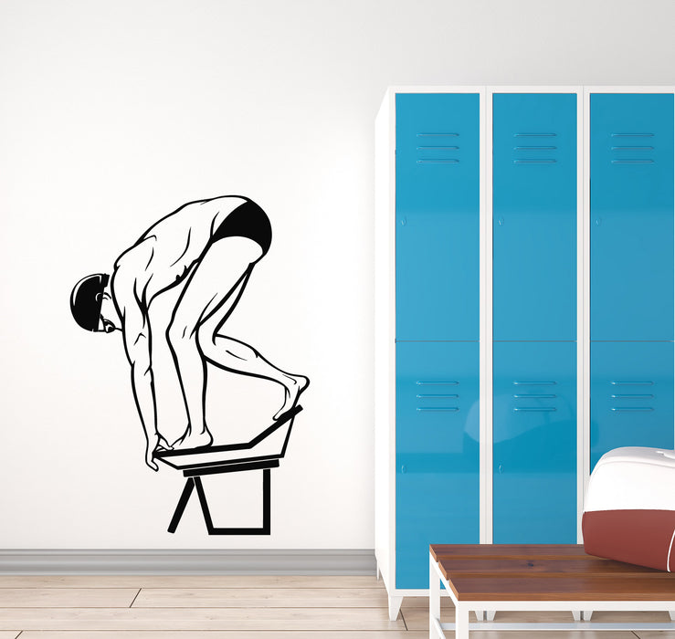 Vinyl Wall Decal Water Sport Swimmer Boy Jump Swimming Pool Stickers Mural (g1247)