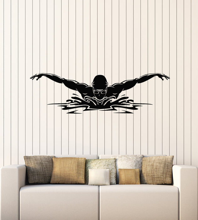 Vinyl Wall Decal Swimmer Swimming Pool Water Sport Athletic Stickers Mural (g1986)