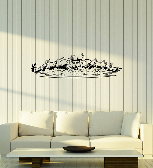 Vinyl Wall Decal Swimmer Swimming Pool Water Swim Interior Stickers Mu ...
